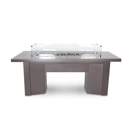 The Outdoor Plus 78 Rectangular Alameda Fire Table, Powder Coated Metal, Java, Liquid Propane OPT-ALMPC78E12V-JAV-LP